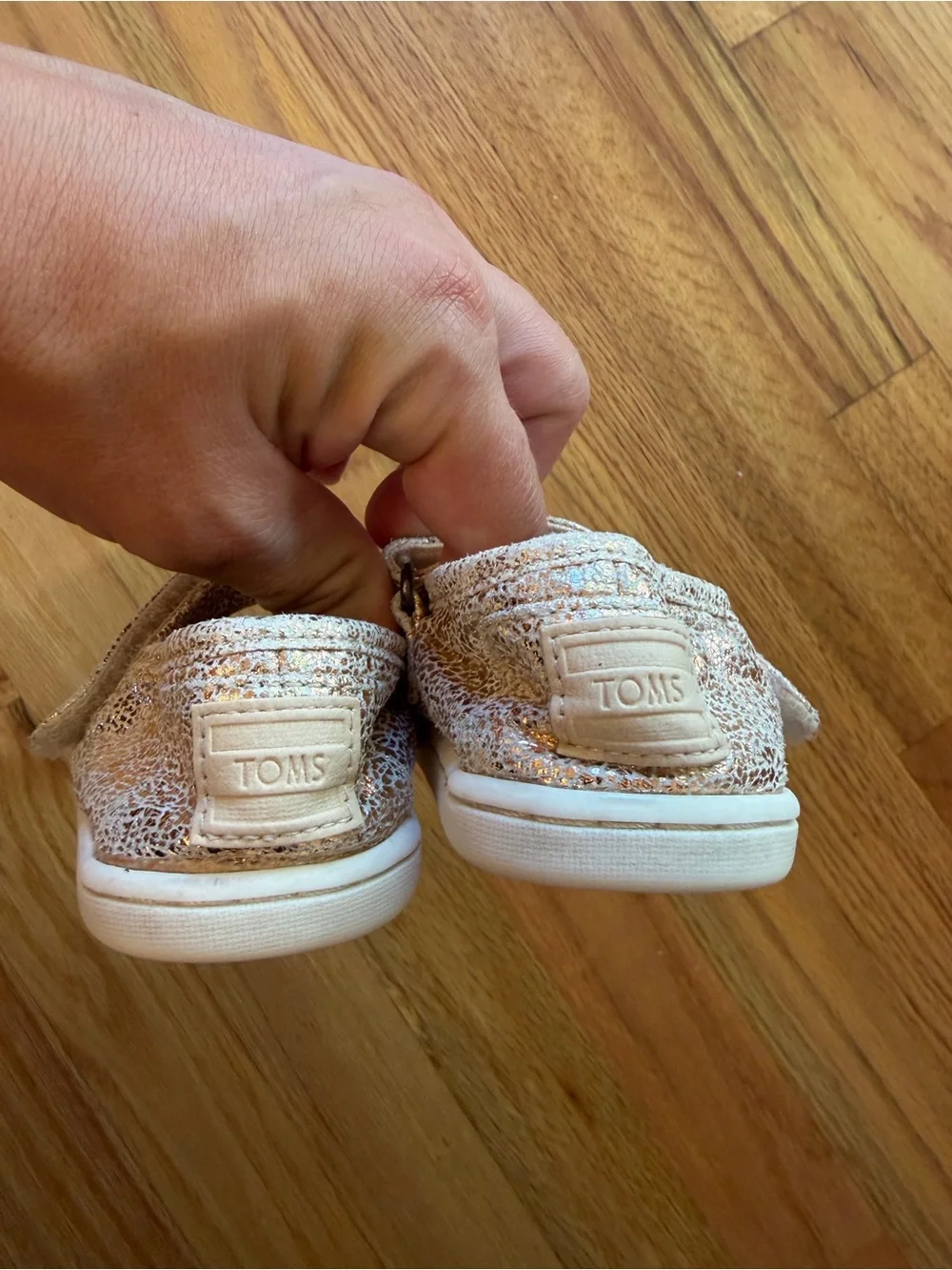 TOMS Girls Metallic Silver Mary Jane Walker Shoes
